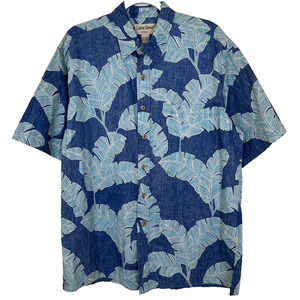 Cooke Street Honolulu mens L cotton Hawaiian banana leaf party shirt button up